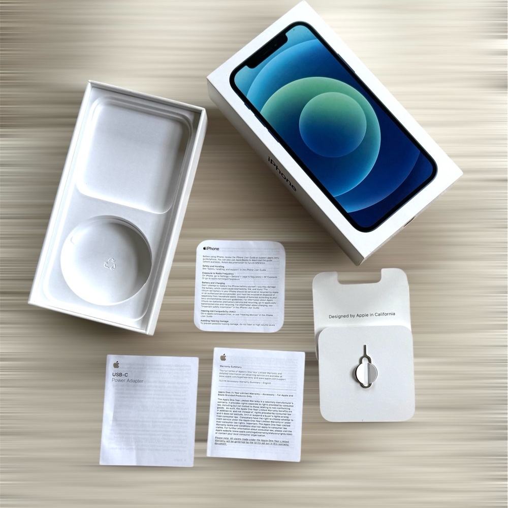 Original IPhone 12 Empty Box and Sim Ejector Tool Sturdy Cardboard Open Box
